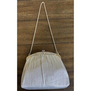 Vtg Mid Century HL USA Harry Levine Silver Metallic Clutch Purse
